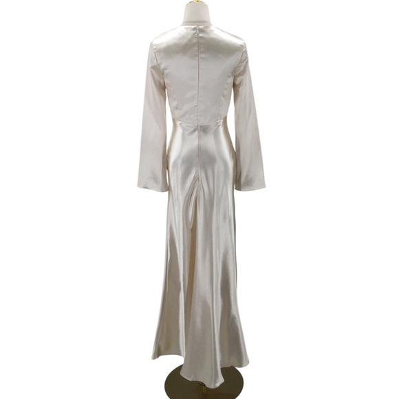 AW BRIDAL 16 2X plus Ivory Ginevra satin Long Sleeve formal maxi dress NEW B160 - Picture 4 of 9